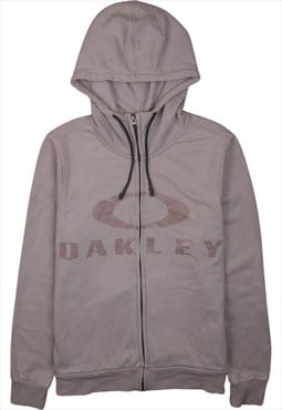 Vintage 90's Oakley Hoodie Spellout Full Zip Up Grey Medium