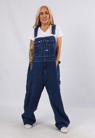 VINTAGE USA BIG SMITH DENIM DUNGAREES UK 30 32 8XL (J51G)