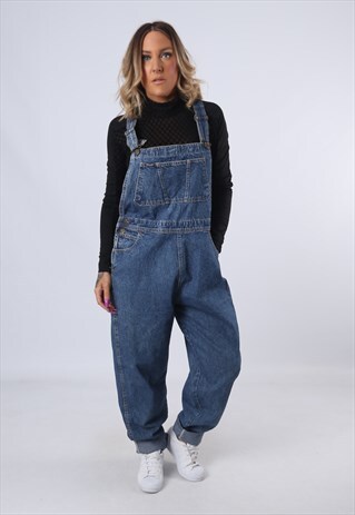 DENIM DUNGAREES TAPERED LEGS LONG LEG LENGTH UK 14 (DK5O)