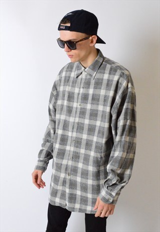 VINTAGE 90S GREY CHECK LONG SLEEVE SHIRT