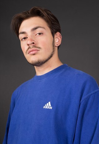 90'S BLUE EMBROIDERED MINIMALISTIC ADIDAS SWEATSHIRT