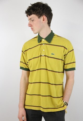 VINTAGE LACOSTE STRIPED MUSTARD POLO SHIRT