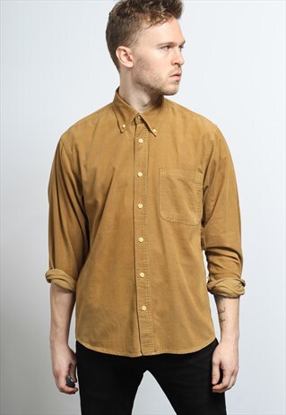 VINTAGE CORDUROY CORD SHIRT BROWN