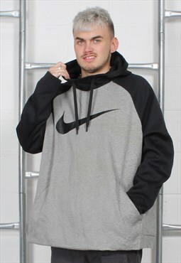 Vintage Nike Pullover Sports Hoodie in Grey w Tick Logo XXL