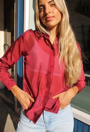 RED LONG SLEEVE BLOUSE