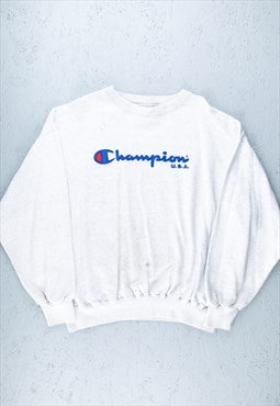 90s Champion Grey Big Logo Spell Out Sweatshirt - B2275