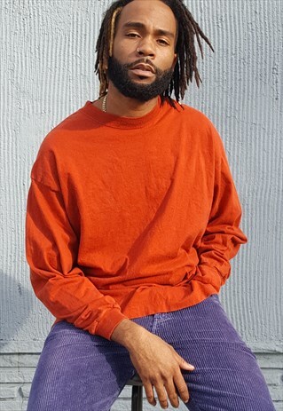 90S SPORTSWEAR SKATER RUST ORANGE LONG SLEEVE TEE LARGE