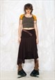 VINTAGE Y2K MIDI SKIRT IN BROWN FRILLY FAIRYCORE