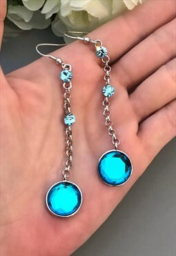 Silver & Blue Dangle Earrings