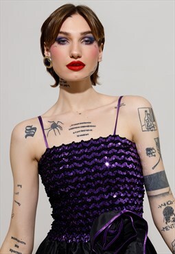 JOHN & PILL collection black and purple violet evening dress