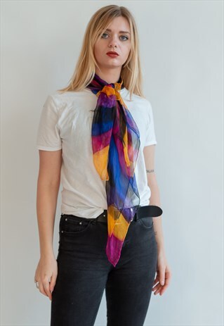 VINTAGE 80S MULTICOLOR PATTERNED SCARF