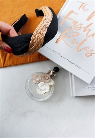 WOVEN RATAN STRAW & BLACK ALICE HEAD BAND