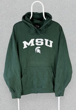 Vintage Michigan State Spartans Green Hoodie Mens XL