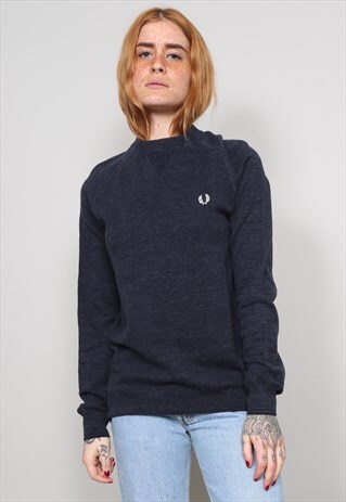 VINTAGE 90'S FRED PERRY DARK GREY KNITTED SWEATSHIRT