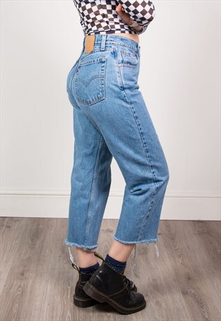 VINTAGE 90'S LEVI'S DENIM HIGH WAIST FRAYED HEM JEANS