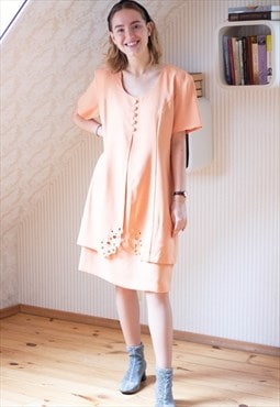 Light orange short sleeve two layerds dress