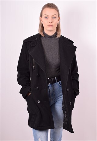 BEST COMPANY WOMENS VINTAGE COAT MEDIUM BLACK 90S