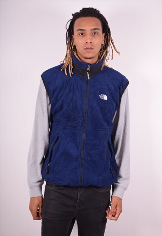 THE NORTH FACE MENS VINTAGE FLEECE GILET LARGE BLUE 90S
