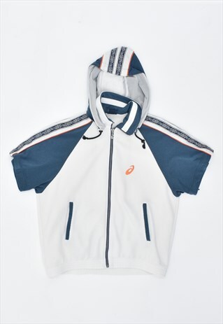 VINTAGE 90'S ASICS SHORT SLEEVE TRACKSUIT TOP JACKET WHITE