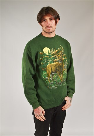 VINTAGE DEER SWEATSHIRT GREEN