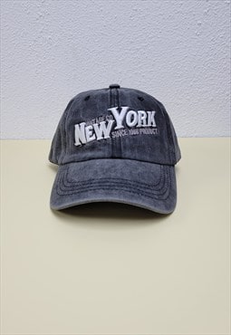 New York Embroidery Grey Adjustable Baseball Cap