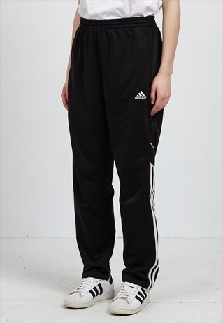 VINTAGE RETRO BLACK ADIDAS TRACK BOTTOMS JOGGERS