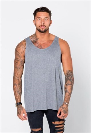 ESSENTIAL BLANK TANK TOP VEST - HEATHER GREY