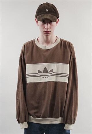 VINTAGE 90'S ADIDAS LOGO BROWN SWEATSHIRT