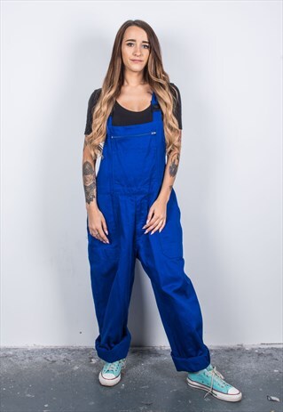 VINTAGE BLUE DENIM PAINT DUNGAREES