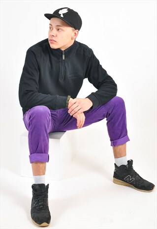 VINTAGE 90'S 1/4 ZIP SWEATSHIRT IN BLACK