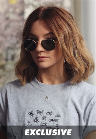EXCLUSIVE BUGGIN ME BUG EMBROIDERED GREY T-SHIRT
