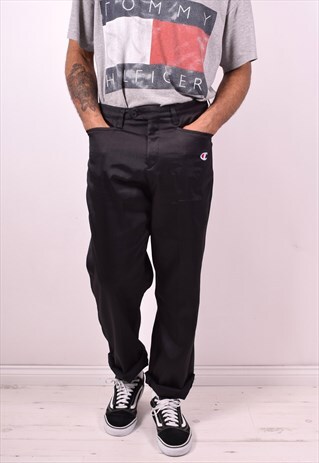 CHAMPION MENS VINTAGE TROUSERS W34 L33 BLACK 90S
