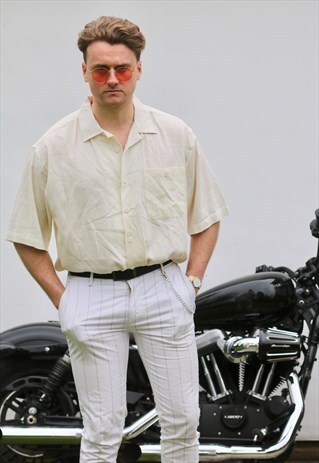 TRUST USA STUNNING CUBAN COLLAR LINEN BLEND SHIRT