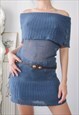 vintage balletcore blue sheer off shoulder jumper