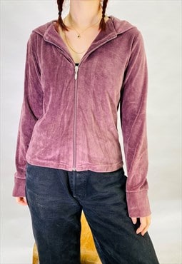 Vintage Size L Velvet Hoodie in Purple