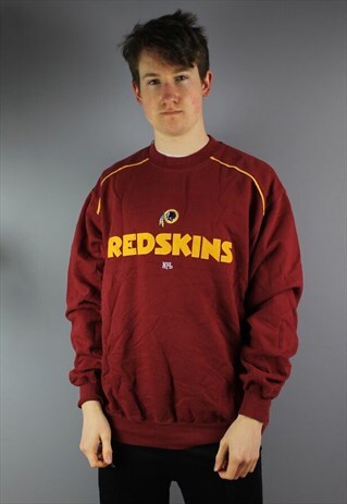 VINTAGE NFL REDSKINS SWEATSHIRT IN RED EMBROIDERED LOGO