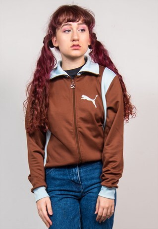 PUMA VINTAGE 90'S BROWN SPORTS TRACKSUIT JACKET TOP