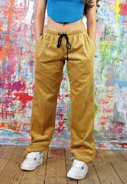 Drawstring Trousers in Old Gold Cord 