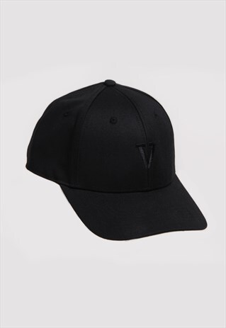 BLACK V BASEBALL CAP WITH ADJUSTABLE STRAP