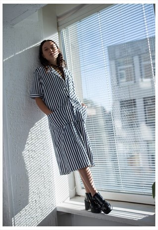 VINTAGE 80'S STRIPED BLOUSE AND SKIRT COTTON CO-ORDINATE