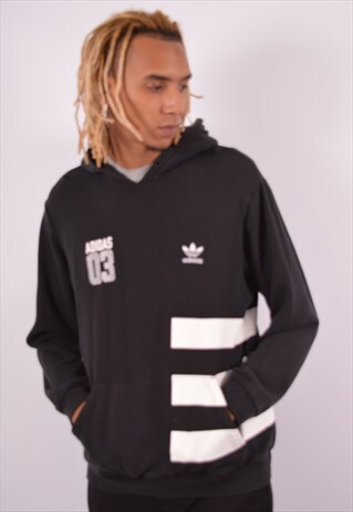 VINTAGE ADIDAS HOODIE JUMPER BLACK