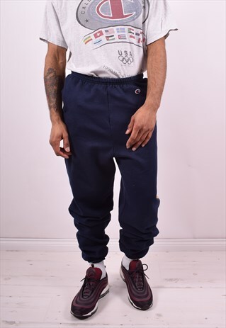 CHAMPION MENS VINTAGE TRACKSUIT TROUSERS W34 L31 BLUE 90'S