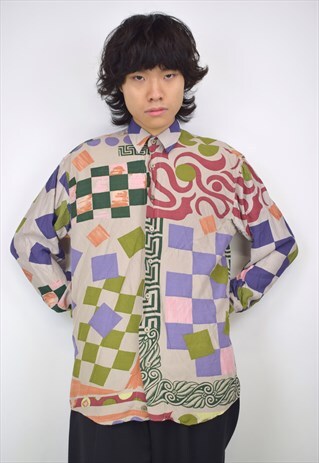 VINTAGE 90S MULTI-COLOUR BUTTON UP