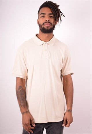 FILA MENS VINTAGE POLO SHIRT MEDIUM BEIGE 90S