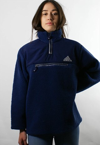 VINTAGE ADIDAS 1990S THICK BLUE FLEECE SWEATSHIRT