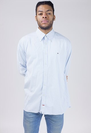 VINTAGE TOMMY HILFIGER LIGHT BLUE STRIPE SHIRT