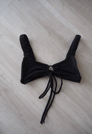 BLACK RUCHED BIKINI TOP