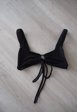 Black ruched bikini top