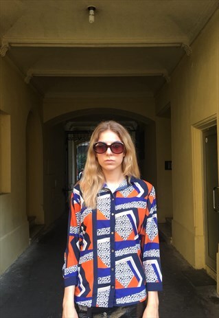 VINTAGE 80' AMAZING MULTICOLOUR PATTERNED BLOUSE