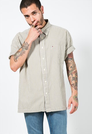 VINTAGE 80S TOMMY HILFIGER SHORT SLEEVE SHIRT/ S4385
